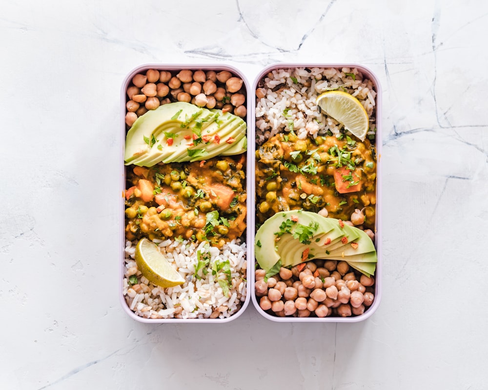 Organized meal prep containers with nutritious food portions